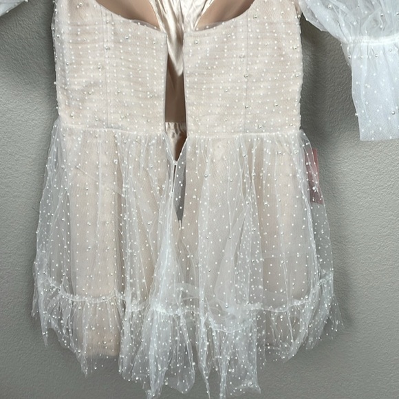 NWT By Watters Macaron Mini Dress Pearl Accent Tulle Babydoll Wedding Sz 10 - Picture 7 of 16